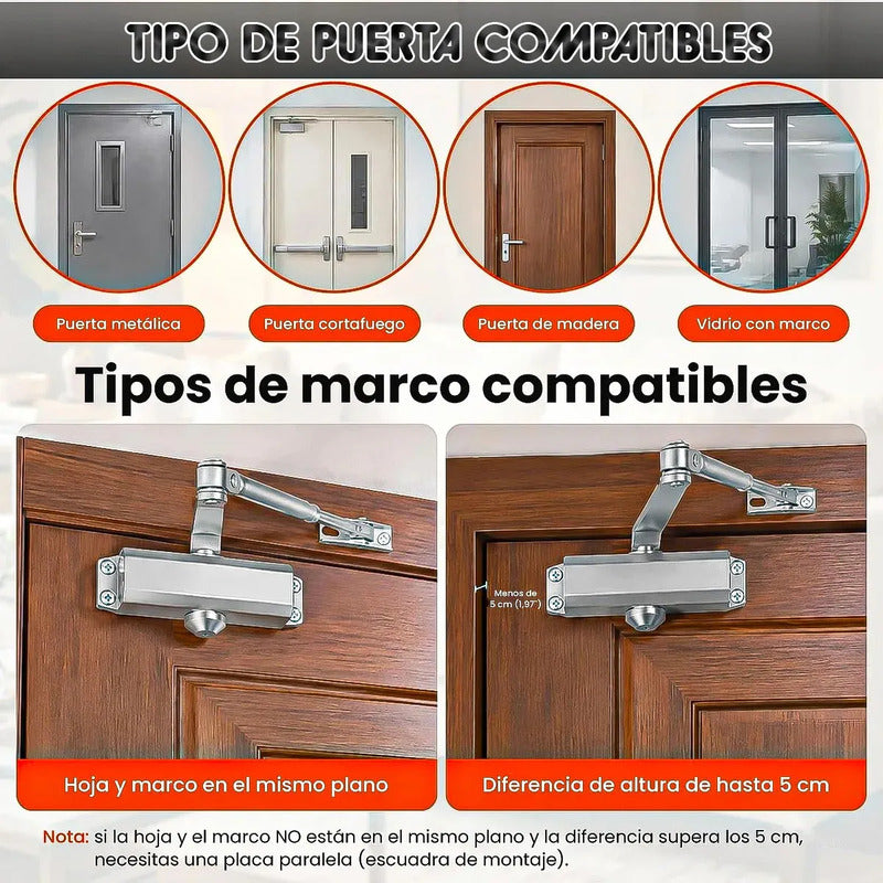 Brazo Hidráulico Para Puertas 25-35kg Cierra Puerta Automatico Okshop Cierrapuertas Hidráulico Brazo Hidráulico Cierra Puertas Cierre Automático De Puerta Hidráulico Silencioso Aluminio Okshop