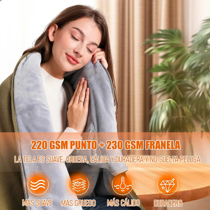 Manta Eléctrica Portátil Okshop Calefactora Inalámbrica 3 Niveles Beige