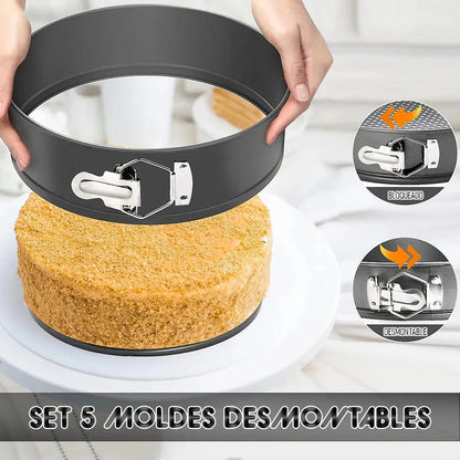 Set 5 Moldes Para Queques Molde De Torta Moldes Para Queque Gris Okshop Juego De Moldes Para Tartas Para Hornear Moldes Antiadherentes Moldes De Resorte Para Tarta De Queso Moldes