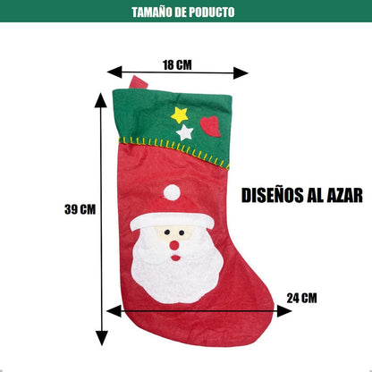 Pack De 6 Botas Navideñas Rojas De Tela Para Adornos Rojo