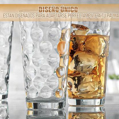 Set 12 Vasos De Vidrio Vasos Postres Juego De Vasos 300 Ml Vidrio/linea Recta