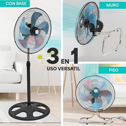 Ventiladores Metalicos Ventilador Pedestal Ventilador 3 En 1 50 Cm 50 Hz Negro Azul Metálica 5 18 Cm 50/60hz Metal