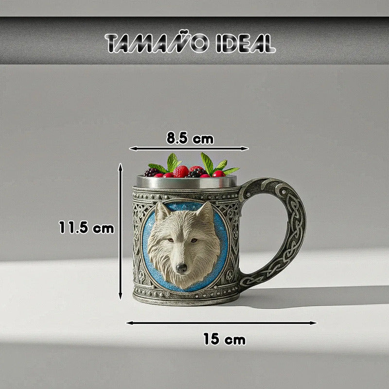 Taza Grande Taza Lobo Game Of Throne Tazon Mug Acero Inoxida Gris
