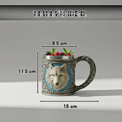 Taza Grande Taza Lobo Game Of Throne Tazon Mug Acero Inoxida Gris