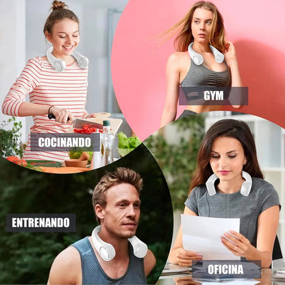 Ventilador De Cuello Okshop Inalámbrico Y Recargable Con 3 Velocidades, Color Rosa