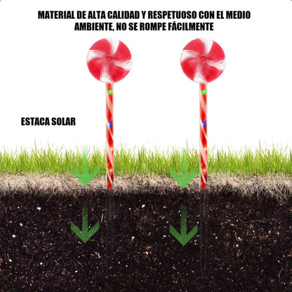 Pack X5 Estacas Solares Luces Navideñas Luces De Navidad Led Multicolor