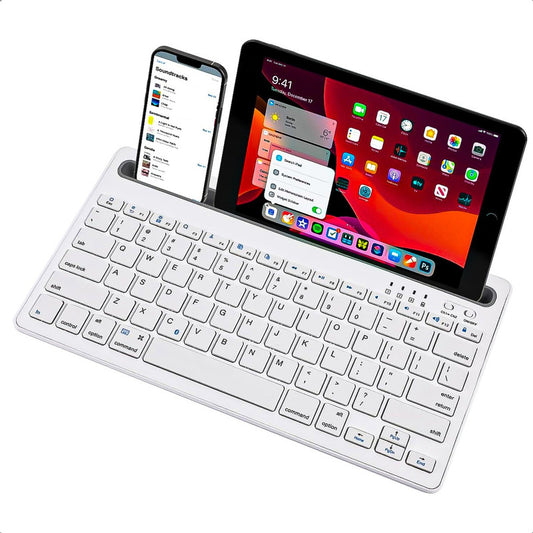 Teclado Inalámbrico Bluetooth Teclado Silencioso Recargable Blanco