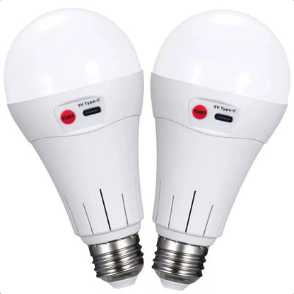 Pack X2 Ampolletas Led Recargables Okshop 10w Usb Tipo Bulbo E27 Camping Blanco Frío