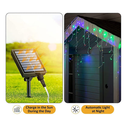 Cortina Cascada Luces Hada Solar Luces Led Navidad 3x2