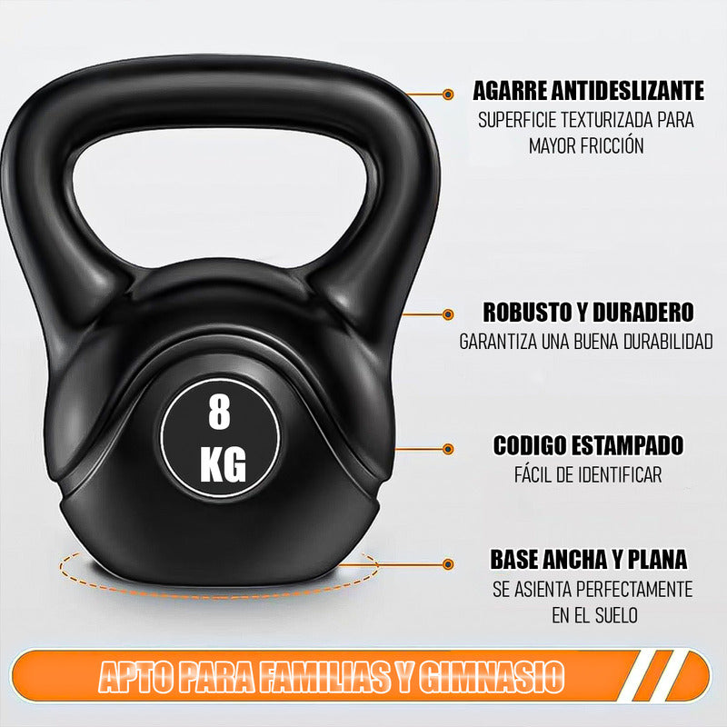 Pesa Rusa 8kg Pesa Kettlebell Mancuerna Ejercicio Crossfit Negro
