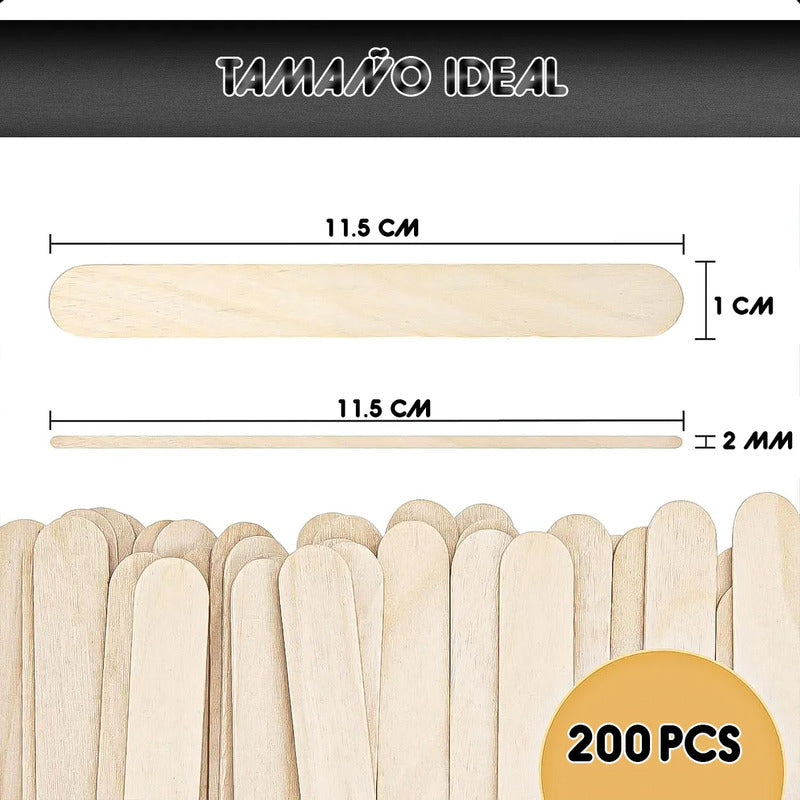 Pack 200 Palitos De Madera Para Pintar Palitos De Helado