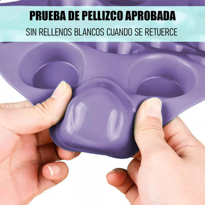 Pack 2 Moldes De Silicona Para Cupcakes De 24 Ranuras Antiaherentes Rosa Pastel