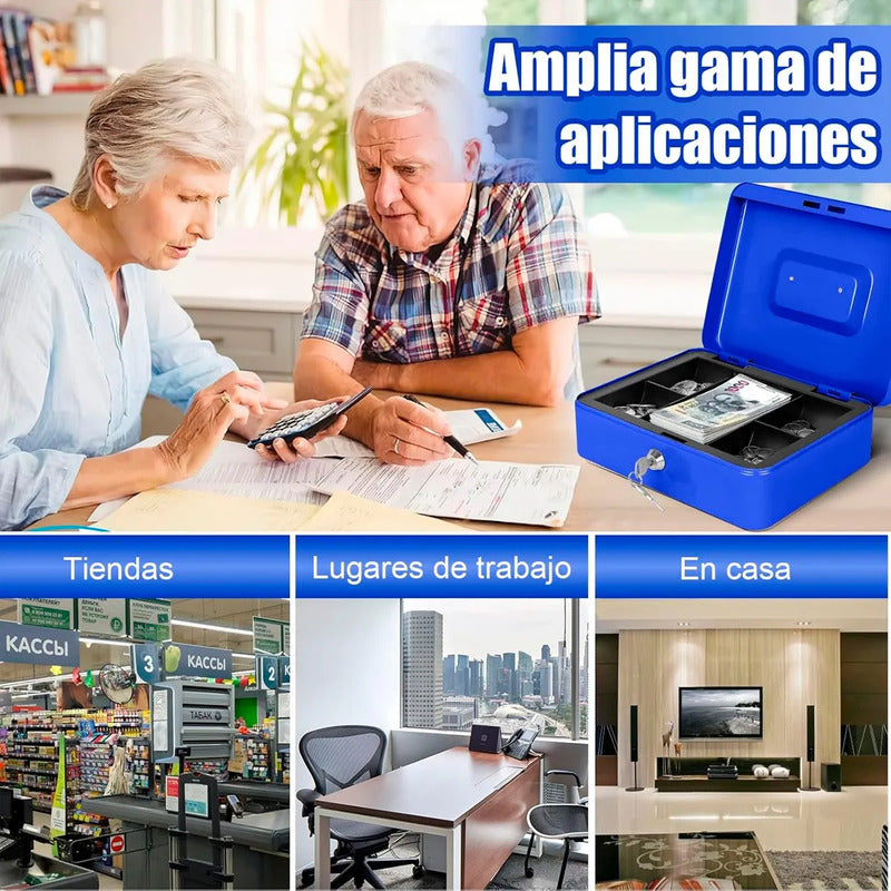 Cajas Fuertes Caja De Seguridad Llaves Caja De Dinero Metalica Llaves Caja Metalica Llave Multiusos Asa Antideslizante Caja Fuerte Metalica Impermeable Caja Fuerte Llaves Pvc Oficinas Azul Okshop