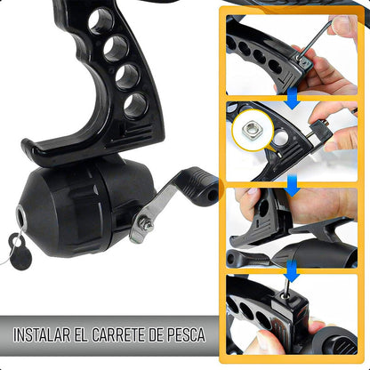 Resortera Profesional Catapulta Resortera Pesca Tirachinas Negro