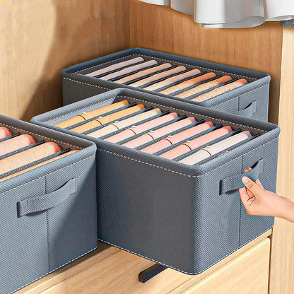 Organizador De Ropa Plegable Con 9 Divisores Gris De Tela Para Cajón