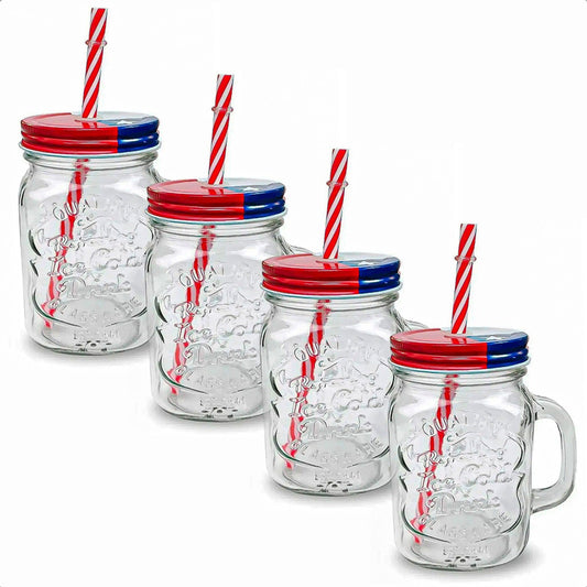 Pack 4 Vaso Para Terremoto Vasos Vidrio Fiestas Patria 500ml Chile