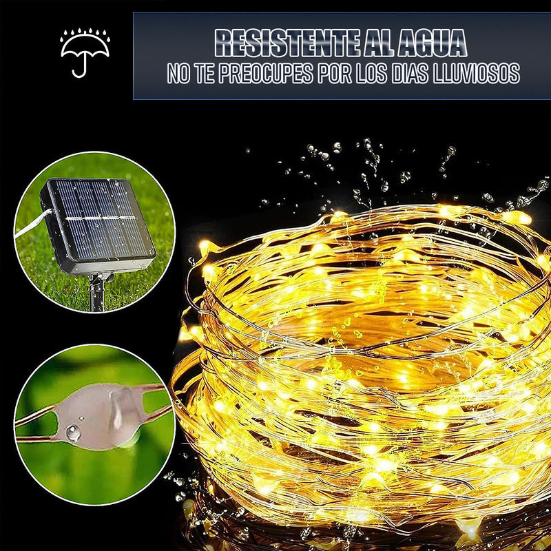 Guirnalda Solar 100 Led Pack 2 Luces Hada Solares Navidad Calida