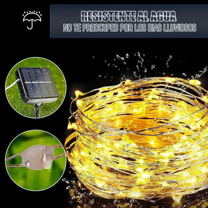 Guirnalda Solar 100 Led Pack 2 Luces Hada Solares Navidad Calida