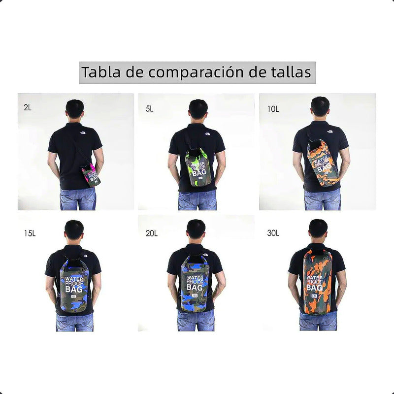 Bolso Seco Impermeable Mochila Camping 15 Litros Waterproof Camuflaje-azul Claro
