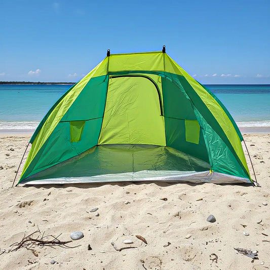 Media Carpa Playa Carpa Paraviento Camping Carpa 2 Personas Gris/verde/amarillo