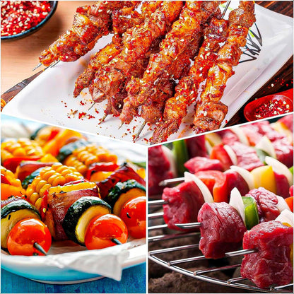 Pinchos Para Asar Brochetas Acero Set 10 Pinchos De Madera