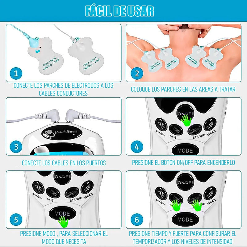 Electro Estimulador Muscular Electroestimulador Kinesiologia Electroestimuladores Portatil Multifunción Okshop Electroestimulador Muscular Electroterapia Multifrecuencia Blanco