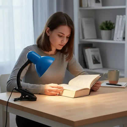Lampara Click Escritorio Flexible Lamparas Velador Lectura Estructura Azul