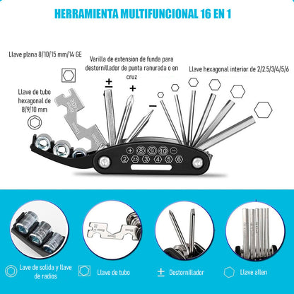 Kit Herramientas Bicicletas Parche Pinchazo Bici Reparacion