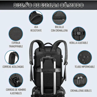 Mochila De Viaje Okshop Impermeable Con Puerto Usb Para Notebook De 15.6  Gris