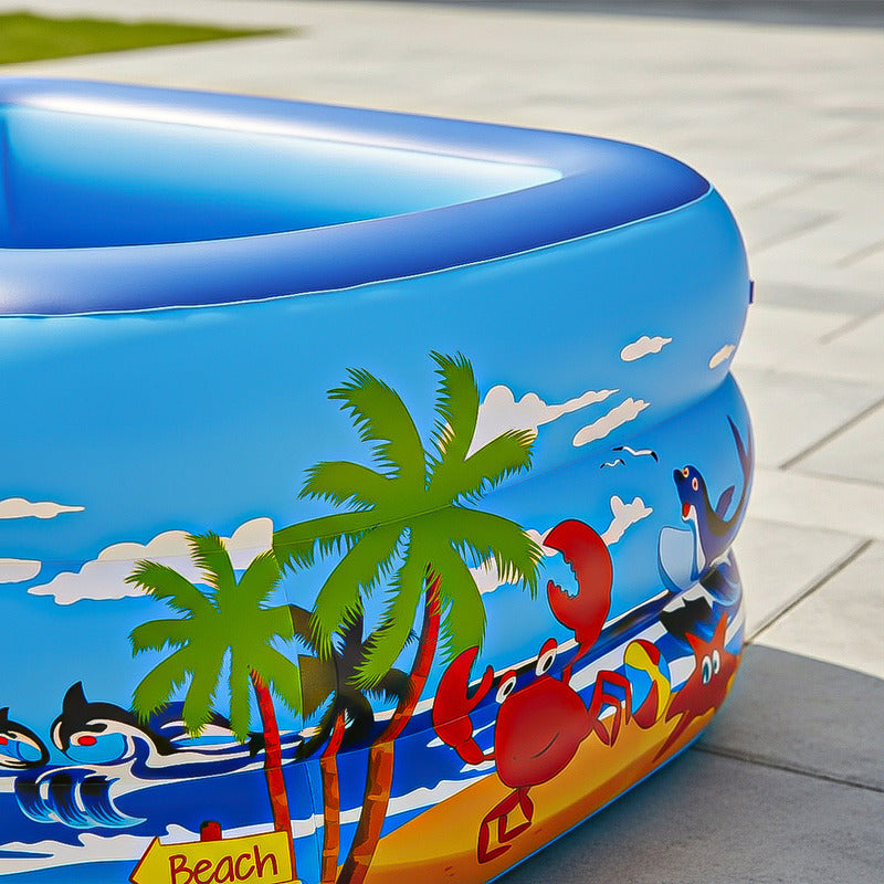 Piscina Inflable Rectangular De 1.5 M Para Niños Con Válvula De Desagüe Azul