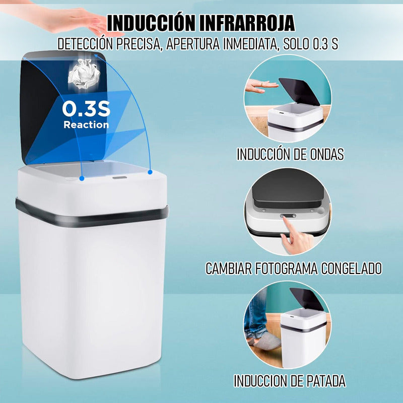 Basurero Con Sensor Basurero Automatico Papelera Inteligente Blanco