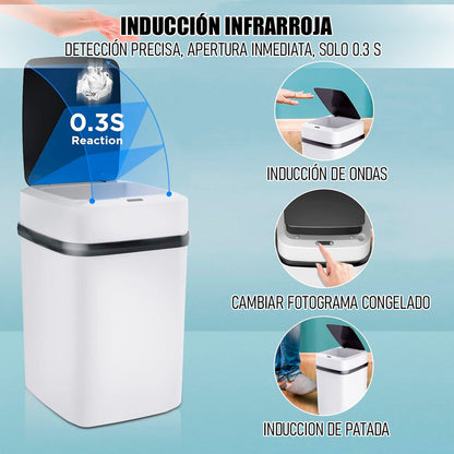 Basurero Con Sensor Basurero Automatico Papelera Inteligente Blanco