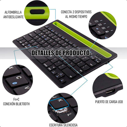 Teclado Inalámbrico Bluetooth Teclado Silencioso Recargable Rosa