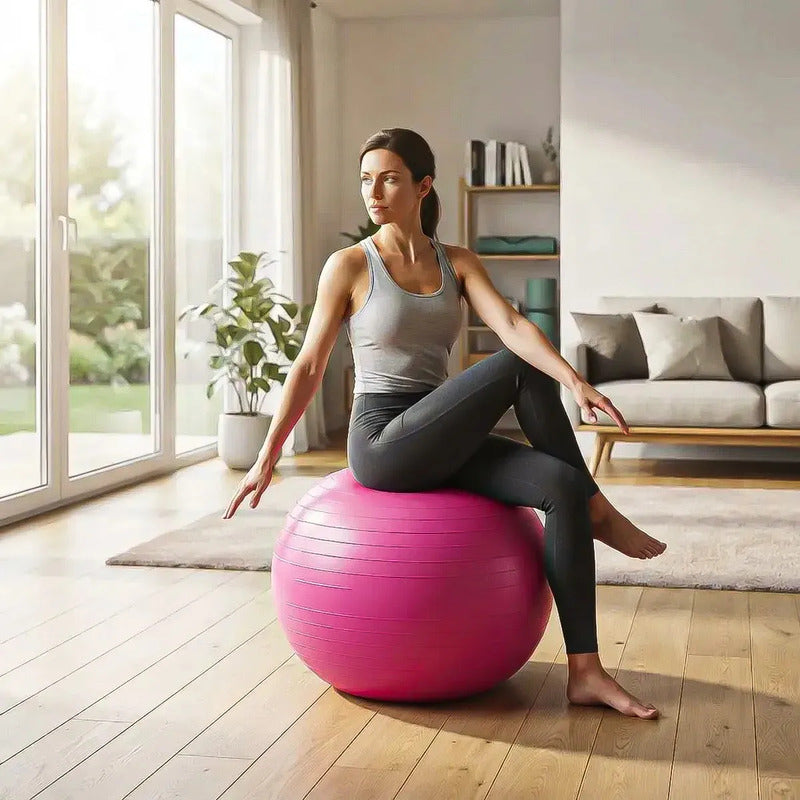 Pelota Yoga 55cm Balon Yoga Balon Pilates Pelota Ejercicios Okshop Pelota Yoga Gym Ball 55 Cm Con Inflador Entrenamiento... Fucsia