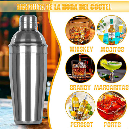 Kit De Coctelería Coctelera Profesional Kit Coctelería 22pcs Plateado