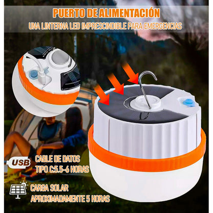 Pack 2 Lampara Para Camping Lampara Solar Recargable Lampara