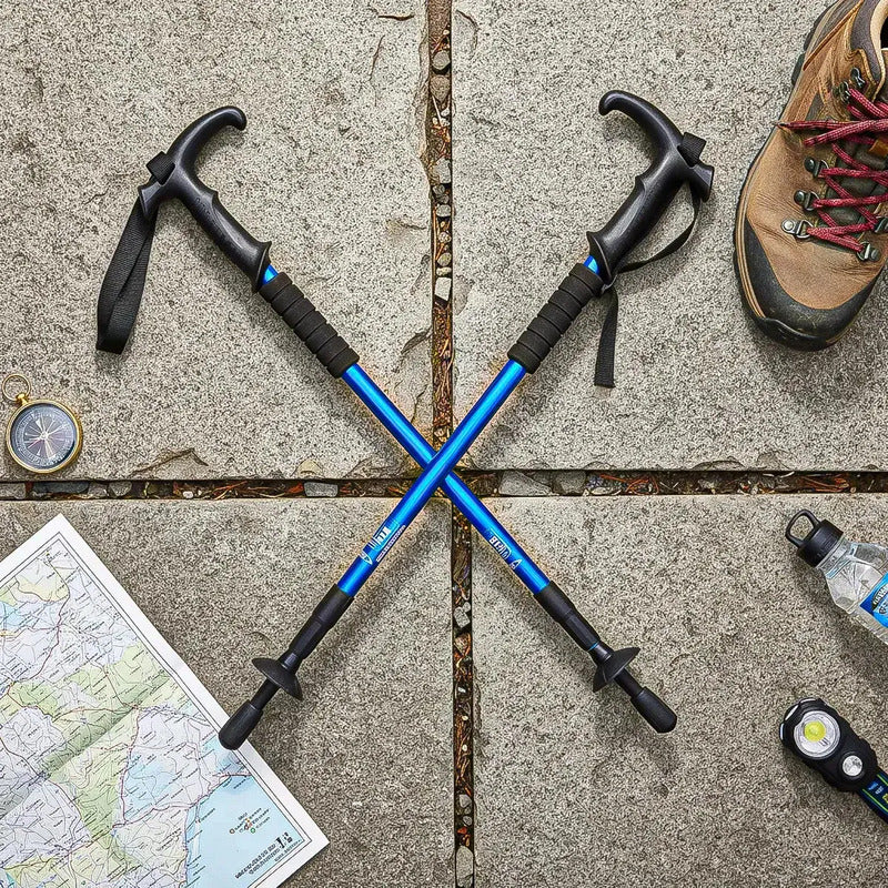 Bastón De Trekking Arcashopping De Aluminio Plegable Con Sistema Anti-shock Azul