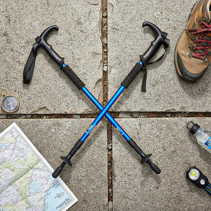Bastón De Trekking Arcashopping De Aluminio Plegable Con Sistema Anti-shock Azul