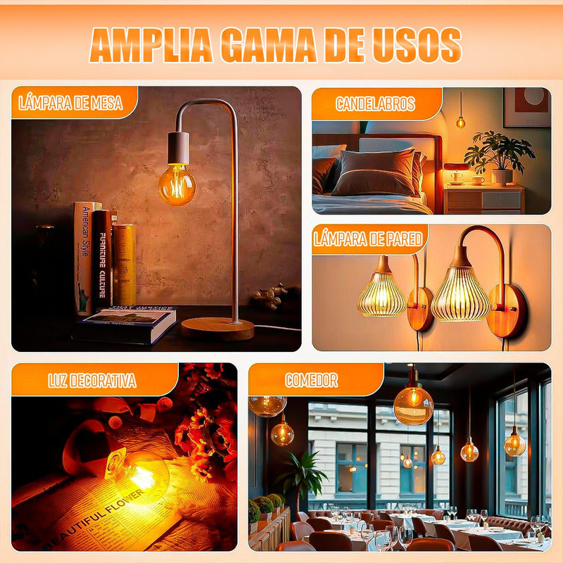Ampolleta Led 6w Ampolleta Vintage Pack 2 Bombillas Led E27 Cálida