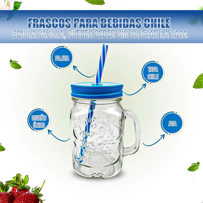 Vaso Para Terremoto Pack 2 Vasos Vidrio Fiestas Patria 500ml Chile