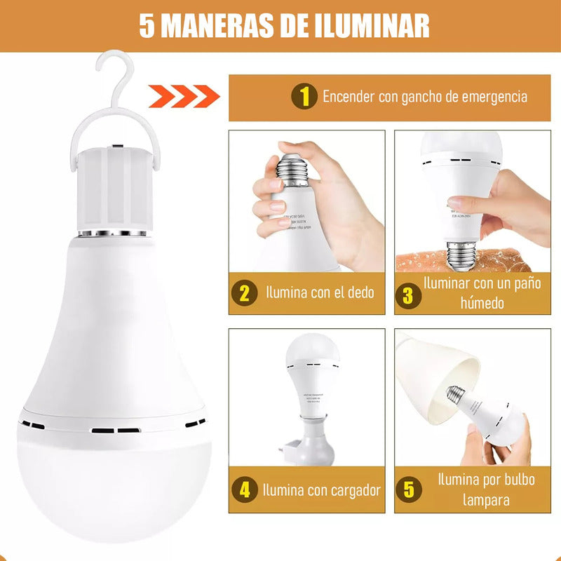 Pack X4 Ampolleta Led Tipo Bulbo 800lm Ampolletas Portables Inteligentes Camping Okshop Ampolleta Blanca Recargable 6.500k Usb Ampolletas Recargables Plastica Ampolleta E27 Ampolleta Usb 9w