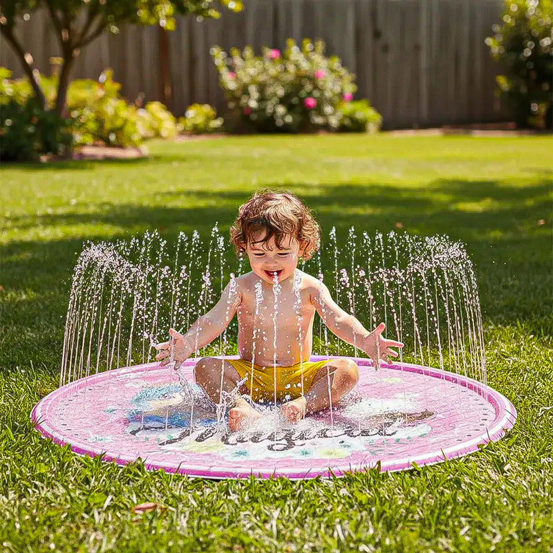 Alfombra Lanza Agua Niños Juegos De Agua Piscina 170cm Niños Rosa