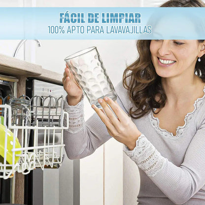 Set De 6 Vasos De Vidrio Okshop Para Jugo O Bebidas De 300 Ml