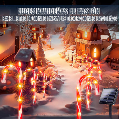 Luces Led Solares Navidad Exterior Okshop Estaca Bastón Amarillo Ip65