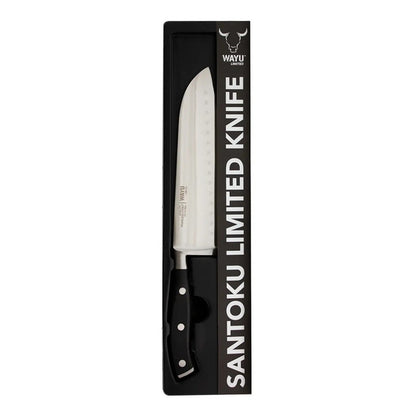 Cuchillo Santoku Limited Wayu De Acero Inoxidable Y Mango Ergonómico Negro