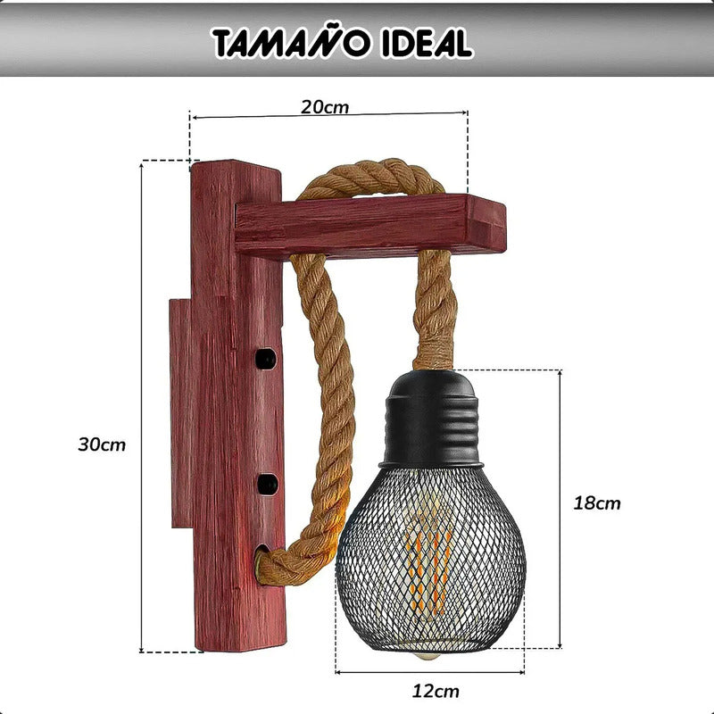 Lámpara De Pared De Madera Marrón Para Interior Y Exterior