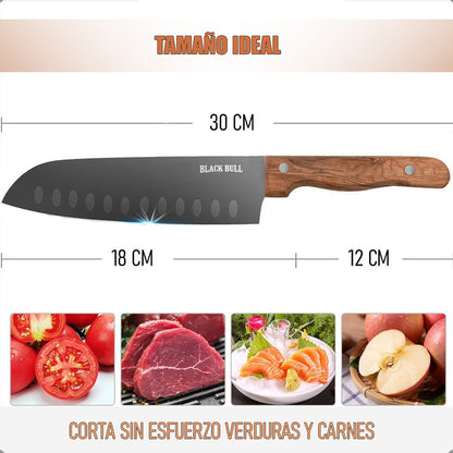 Set Tabla De Picar+cuchillo Santoku Cuchillo Carnicero Tabla