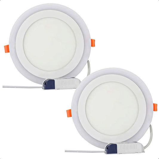 Pack 2 Plafon Led Techo Redondo Focos Led Interior 12+4w Blanco