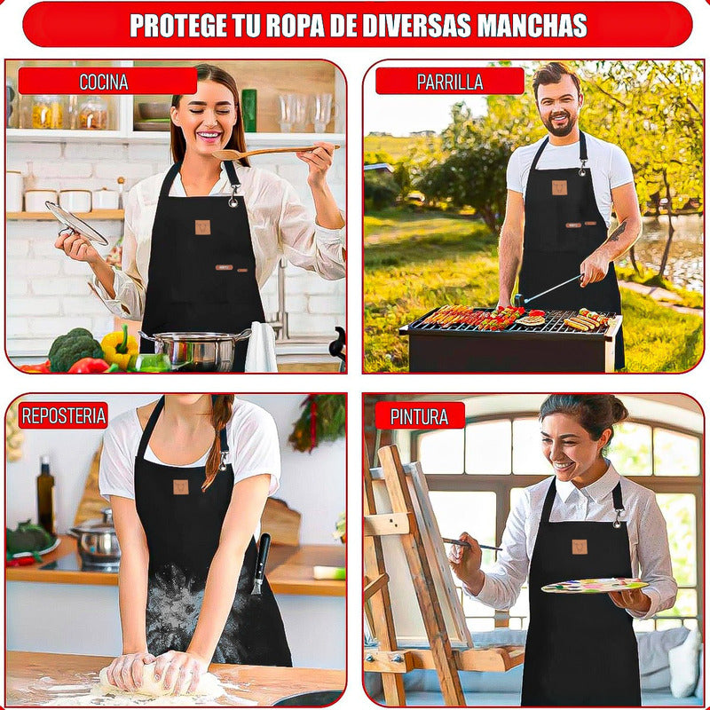 Delantal Parrillero Wayu Pechera Cocina Mandiles Cocina Wayu Negro Wayu