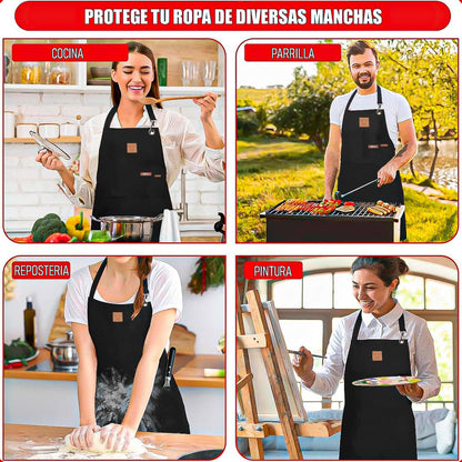 Delantal Parrillero Wayu Pechera Cocina Mandiles Cocina Wayu Negro Wayu